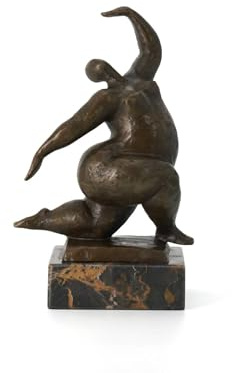 Toperkin Bronze Dancing Figure Sculpture, Contemporary Art Statue on Marble Base, Decorative Home Accent，Sculpture Gift TPE-716S
