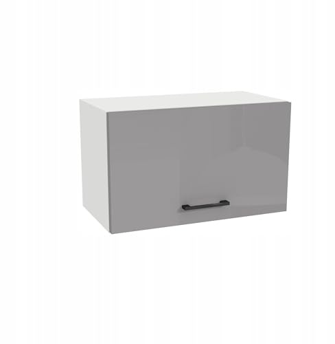 Laclar Küchenschrank Hängeschrank Capri 32x60x36 cm - moderner Küchen Oberschrank mit Acrylfront - Soft-Close Scharnieren & Griff - Wandschrank - selbstmontage - Grau-Acryl Hochglanz/Weiß