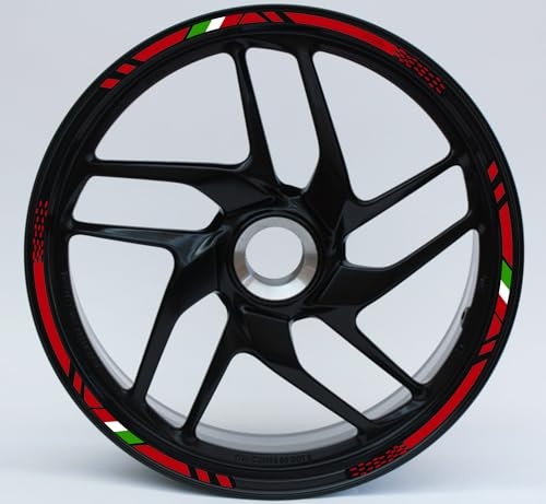 Adesivi Moto Cerchi 17 DualColorStampe – Strisce Rosse e Nere Sport per 2 Ruote – Facili da Applicare, Resistenti D0149