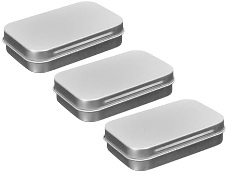 Metal Rectangular Hinged Tin Container with Lids,Mini Portable Storage Box | Small Metal Box for Candies Jewelry DIY Home Organizer (Silver,3 Pcs)