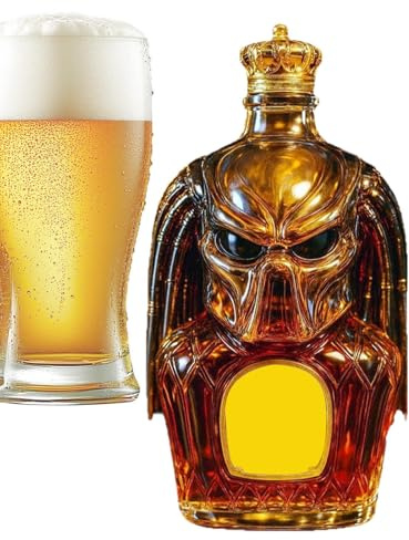 Botella de whisky Predator de 300 ml, decantador de licor de diseño 3D, tarro de almacenamiento vacío hermético, decantador de vino de vidrio novedoso para bebidas alcohólicas, bodegas, bebidas
