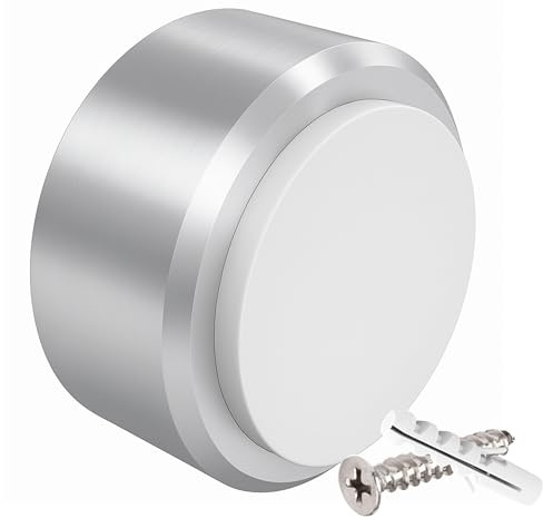 AVOQY - Premium Edelstahl Türstopper Wand – Türpuffer/Türklinkenpuffer Ø 25×16 mm mit weichem Gummipuffer – Wandpuffer für Tür- & Wandschutz – inkl. Befestigungsschraube & Dübel - Weiß