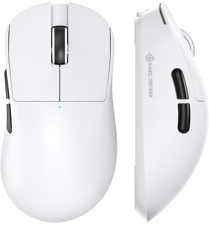 MAGIC-REFINER X2 Wireless Gaming Mouse, 24000 DPI, PAW3311 Sensor, BK3633 Chip, Right-Handed Ergonomic, 69g SUPERLIGHT, Bluetooth/2.4G/Wired Gamer Mice, 500mAh Battery, for Win11/PC, White