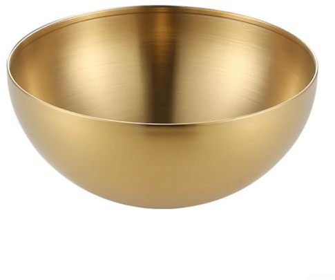 Cuenco de acero inoxidable para cocina, ensaladera de metal dorado con textura mate, 20 x 20 x 9 cm, lados lisos para evitar arañazos