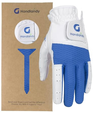 HANDLANDY Junior Golf Glove, Ultra Breathable and Grip Left Hand Kids Golf Glove for Toddlers Boys Girls (Blue, M)