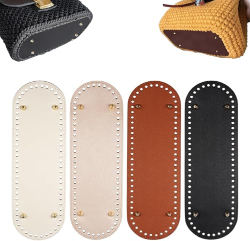 NYOSLB 4 Stück Taschenboden zum HäKeln 30x10cm, Tasche Bodenformer Kunstleder Boden Tasche Häkeln Mit Löchern für Handtaschen Umhängetaschen und Brieftaschen