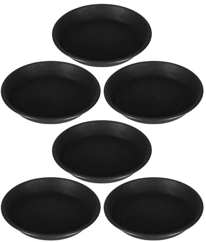 ibasenice Lot de 6 Soucoupes Rondes en Plastique Noir, Bac à Eau de 19 Cm de Diamètre Extérieur pour Pots de Fleurs Intérieur et Extérieur, Plateau Récupérateur D’Eau pour Jardinières
