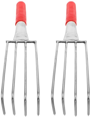 Alasum Rastrello Manuale a 4 Denti in Acciaio Inox 32 Cm per Raccolta Vongole e Molluschi, Set 2 Pezzi Resistente alla Salsedine, Strumento Portatile per Spiaggia e Giardinaggio