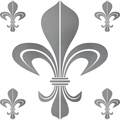 Set Lilien 1 x 30cm und 4 x 15cm Aufkleber Tattoo Bourbon Auto Tür Fenster Deko Folie (silber, Bourbon)