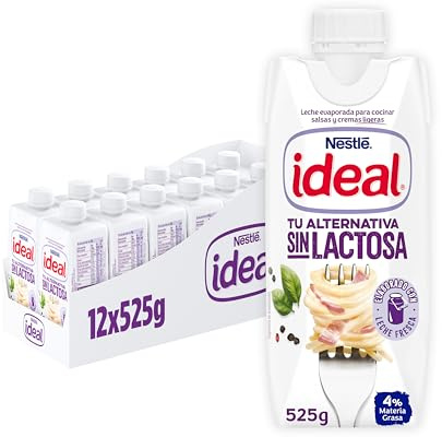 Ideal Leche Evaporada Sin Lactosa pack 12x525g | Leche evaporada sin lactosa ideal para cocinar y preparar salsas cremosas