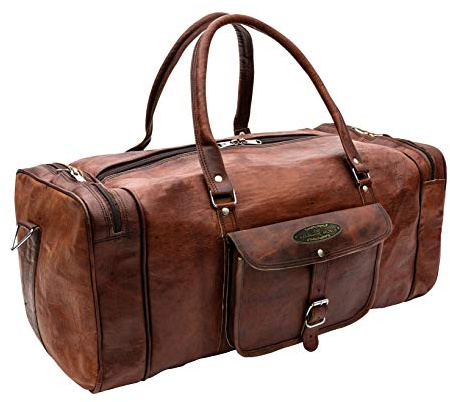 HULSH Handgefertigte World Ledertasche, 58 cm, Vintage Braun, für Reisen, Handgepäck Flugkabine, Sporttasche