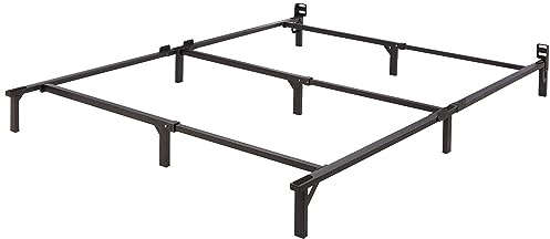 Amazon Basics Metal Bed Frame, 9-Leg Support Base for Box Spring and Mattress, Queen Size, Tool-Free Easy Assembly, 79.5 L x 59.5 W x 7 H, Black
