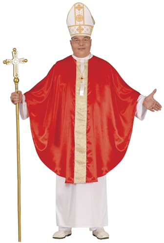 FIESTAS GUIRCA | Costume da Papa Adulto (52-54/L) - Mantello, Cappello e Tunica - Costumi Religiosi per Halloween, Carnevale e Feste in Maschera - Ideale per Uomini - Bianco e Rosso