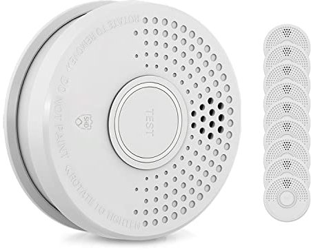 SHD by OneConcept Detecteur de Fumée, 10x Alarme Incendie Détecteur Fumée pour la Maison, Bureaux, Detecteur de Fumee de Cuisine à Capteur Optique avec Fonction Test et Silencieux, Détecteurs de Fumée