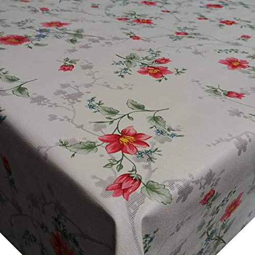 Wachstuch Wachstischdecke Tischdecke Gartentischdecke Robust Dornblüte Rot Breite & Länge wählbar 110 x 170 cm Eckig abwaschbar geprägt