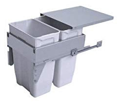 GOLLINUCCI Poubelle coulissante suspendue - 2 bacs - Contenance : 60 L - Hauteur : 480 mm
