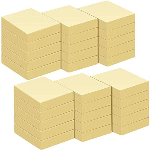 ZCZN Haftnotizen 38 x 51 mm, Klebezettel Selbstklebende gelbe Notizblöcke, 100 Blatt/Block, 30 Blöcke, Klein