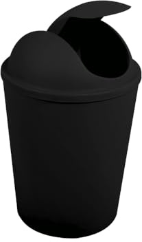 MSV - AKO Abfalleimer mit Klappdeckel - 5,5 l Fassungsvermögen - Kompaktes und praktisches Design - Ideal für Bad oder Küche - Schwarz - Einfache Bedienung