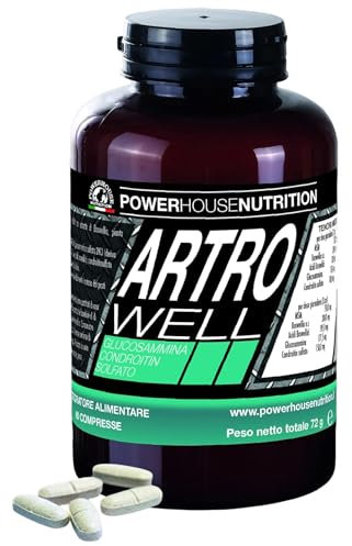 Glucosamina Condroitina MSM, Made in Italy, ARTROWELL Powerhouse Nutrition, Integratore Articolazioni & Cartilagine con Boswellia Serrata, Glucosamina Complex, Funzione Analgesica ed Antinfiammatoria