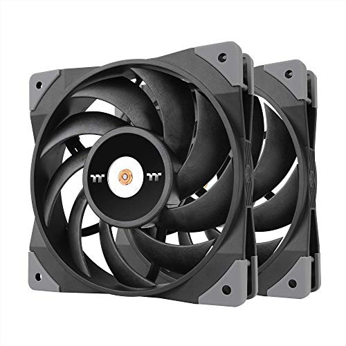 Thermaltake ToughFan CL-F082-PL12BL-A Lot de 2 ventilateurs de radiateur haute pression statique 2000 PWM, moyeu de moteur renforcé en métal, roulement hydraulique Gen.2 120 mm, boîtier de 120 mm,
