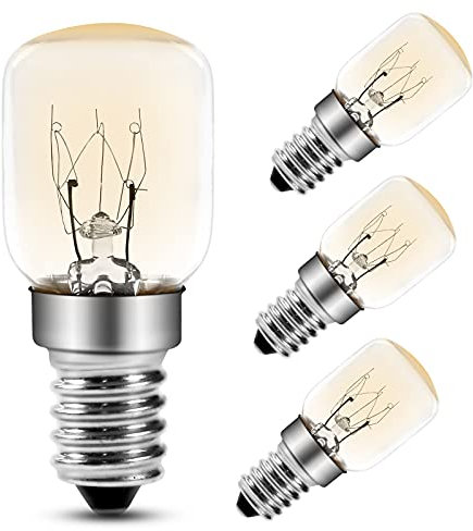 Comyan Backofenlampe 25W Kleine Schraube E14 Sockel T25 Ofenbirnen, Pygmy Lampen 300 °C Mikrowelle/Ofen/Salzlampe Glühbirnen, 4 Stück