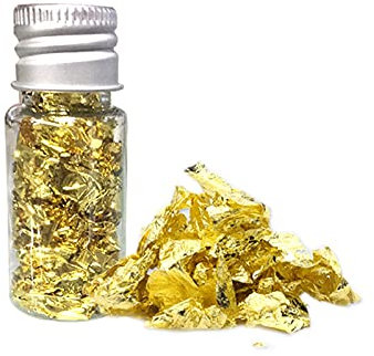 Hoothy 3PC Gold Blatt Flocken, Essbare Blattgold, Pure Gold Leaf zum Basteln Lebensmittel Kuchen Backen Dekorfolie Künstlerbedarf/für Nagelkunst, Gemälde, Basteln, Harzkunst (1PC)