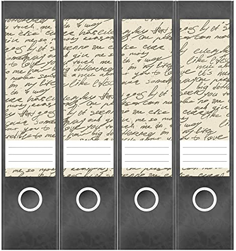 Etiketten für Ordner | Papier mit Handschrift | 4 breite Aufkleber für Ordnerrücken | Selbstklebende Design Ordneretiketten Rückenschilder