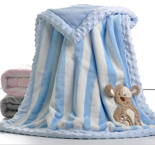IBLUELOVER Couverture Plaid Polaire Bébé Gigoteuse Nouveau-né Ultra Douce et Moelleuse Peluche Chaude Enveloppante Hiver pour Sièges Auto Landaus Coques Poussettes Lits Berceau, Bleu Chien