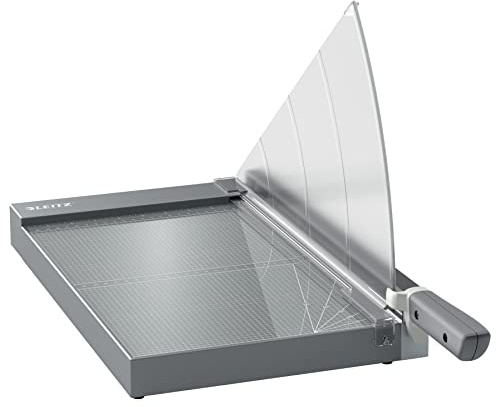 Leitz Precision Office Pro Lever Cutter A4+, up to 25 Sheets, Cutting Machine with 381 mm Cutting Length, Precision Steel Blade, Premium Glass Base, Edge Lighting & Blade Protection, 90230000