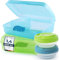 2friends Brotdosen, 2 Stück+2 Schraubdeckeldosen, Lunchbox, Brotdose mit Fächern und Clickverschluss, Bento Box, Brotzeitbox, Frühstücksbox, ohne BPA, grün und blau, 100% recyclebar, Model: Lina