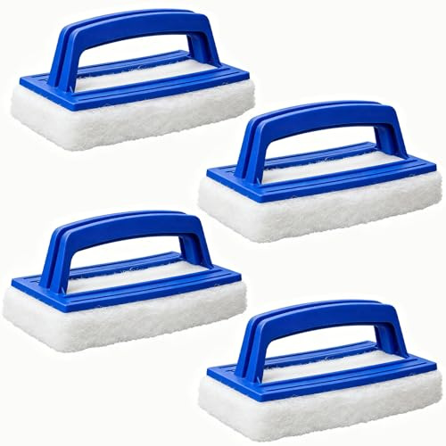 Kaimeilai 4 Stück Pool Schwamm Bürsten, Pool Bürsten Set, Pool Reinigungsbürste, Schwimmbadbürste mit Griff, Poolreinigung Handschrubber Algenbürste für Spa, Badewannen, Poolflecken und Schmutz