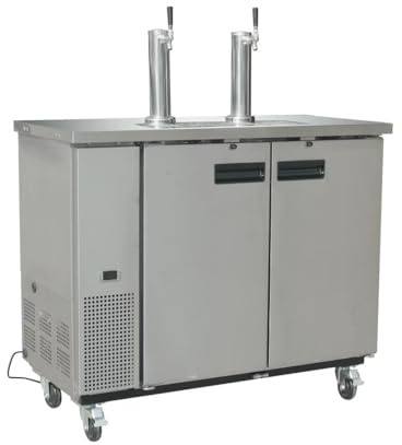 Polar Refrigeration G-series 250 W Direct Draw Keg Beer Dispenser & 2x Tap, Stainless Steel, Holds 2x Half Barrel Kegs, Energy Rating C - Includes Tap, CO2 Line & Tee Joint & Type A Keg Con., GE633