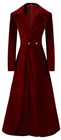 Women's Gothic Velvet Trench Coat Long Sleeve Lapel Vintage Long Cardigan Coat Steampunk Fall Winter Warm Overcoats