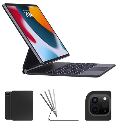 Funda con Teclado para iPad Pro 12.9: magnético Flotante Magic Smart Keyboard Folio para iPad Pro de 12.9 Pulgadas, Bluetooth inalámbrico retroiluminado Recargable con Panel táctil