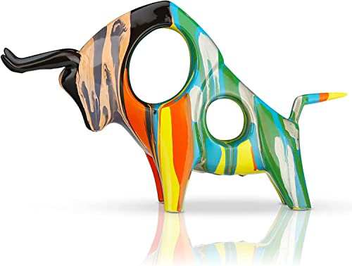 XYQXYQ Stier Statue, Kunstharz, abstrakte Tierdekoration, Stier Statue, Färbung Prozess, Hohle Dekoration