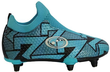 Optimum Aztec - Botas de fútbol sin cordones con 6 tachuelas, movilidad y precisión superiores, comodidad ligera, ajuste seguro, tracción mejorada para un movimiento ágil, Blue, 3 UK