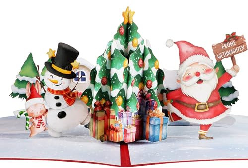 COLOFALLA Weihnachtskarten 3D Pop Up Karte Weihnachten Lustige Weihnachtskarten Weihnachtsmann Tannenbaum Rentier Weihnachten Karten Mit Umschlag für Freunden Familien Kinder zum Geschenk