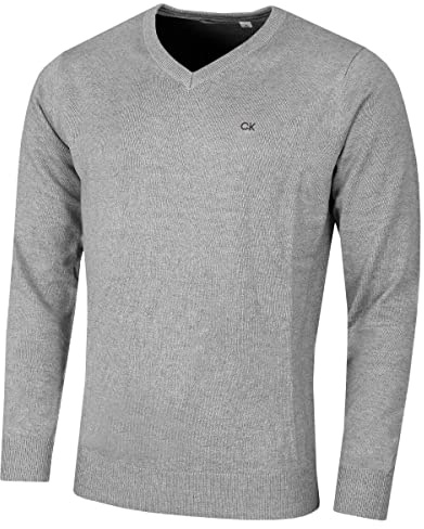 Calvin Klein Hombre con Cuello en v Algod�n su�TER - Gris Marl - XL