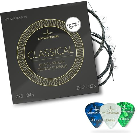 Lintage Guitars Klassische Gitarrensaiten, Nylon, für Spanische Akustikgitarre, mit Plektrum (BCP-028)
