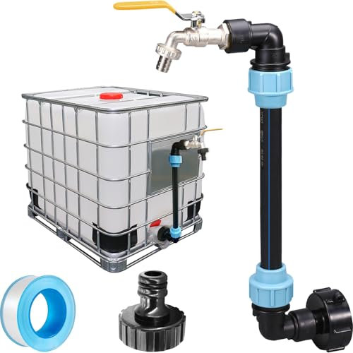 IBC Cuello de cisne 3/4 pulgadas, grifo de paso S60 x 6 para el llenado cómodo de la regadera, adaptador IBC tanque IBC Accesorios 3/4 pulgadas para tanque de agua de lluvia, barril de lluvia IBC