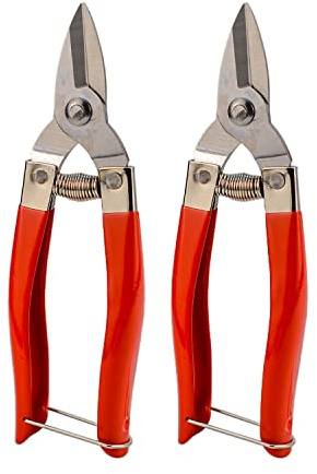 Flower Scissors Bypass Pruning Shears Garden Clips Hand Pruner 7” Small Garden Secateurs Stainless-Steel Gardening Trimmer, 2 Pack