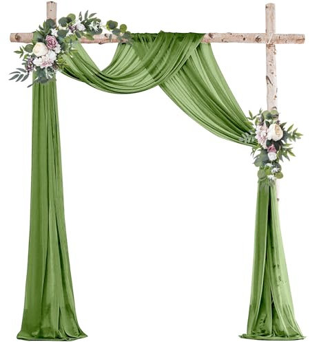 Ghope Hochzeitsbogen Vorhang Querbehang Transparente Tüll Hochzeits Hintergrund Vorhang Kulissenvorhänge Hochzeitsbogen Gardinen Dekoration für Fotografie Party Hochzeit Torbogen Zeremonie