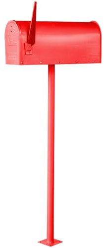 Large Red Weatherproof Floor Stand Tall Mailbox for Townhouse or Garden Outdoor Letter Storage Box with Drop Post Durable and Stylish