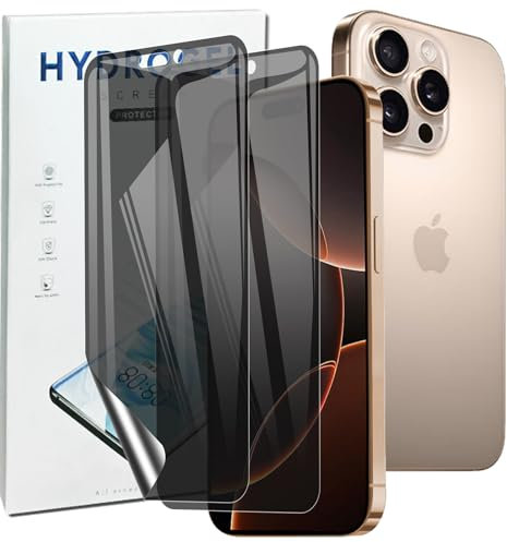 KUSINHOKA 2 Pezzi Privacy Pellicola Protettiva per iPhone 16 PRO, [Anti Spy] Hydrogel Flessibile Protezione Schermo [Non Vetro], Anti-Graffio Film Protezione, Supporto Impronta Digitale