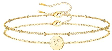 RMMD Armband Damen Gold Silber, Gold Armband mit Buchstaben Damen Personalisiertes Buchstaben Silber Armbänder Schmuck Geburtstagsgeschenke für Frauen Mädchen