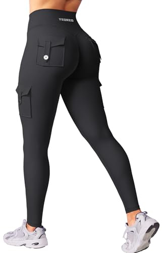 YEOREO CoreFlex Sport Legging Damen Mit Taschen Invisible Scrunch Legging | High Waist, Boom Booty, Seamless, Push Up, Blickdicht, Butt Lifting, Gym, Yoga Pants