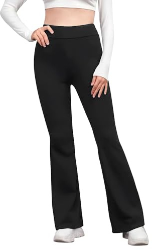HZHSGLY Girls Flared Leggings,Kids Athletic Leggings,High Waisted Dance Yoga Pants for Ages 13-14 Years (UK, Alpha, S, L, 13-14 Years, Black)