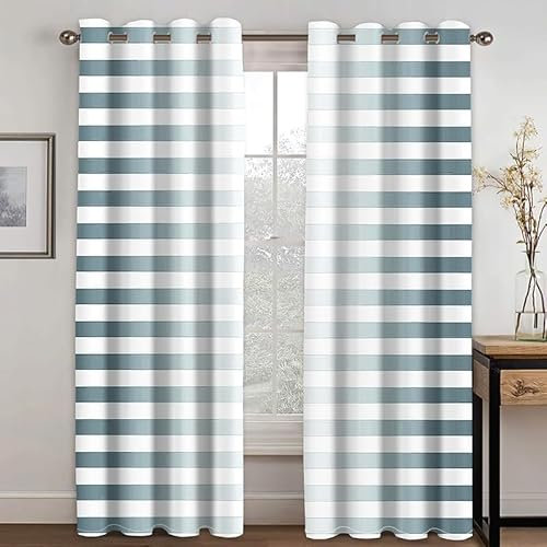 Rptidmv Vorhänge mit Ösen 2er Set Streifen Modern Blickdichte Vorhang Thermovorhang Kälteschutz Verdunklungsvorhänge für Wohnzimmer Schlafzimmer Kinderzimmer 140 x 175 cm (BxH)