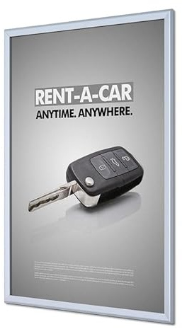 Klapprahmen Plakatrahmen 70x100cm 32mm Rahmen Alu Klapprahmen für Fenster, Ecken:RONDO (abgerundet)