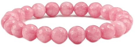Musihy Naturstein Perlenarmband 8mm, 1Pcs Rosa Stein Armband für Männer/Frauen, Stil 10 | Elastisch Länge 19CM